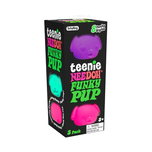 Schylling NeeDoh Teenie Funky Pups - Sensory Squeeze Toy - Contains 3 Mini Groovy Globs - 1.5