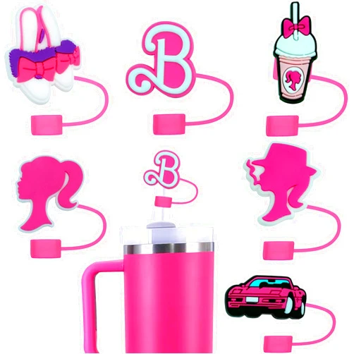 MICARA Silicone Straw Toppers for Stanley Straw Covers, 6PCS MICARA Cute Straw Cover Cap for Stanley Cup 30&40 Oz Tumbler, Reusable Hot Pink Straw Tips Protectors for 10mm 0.4in Straws