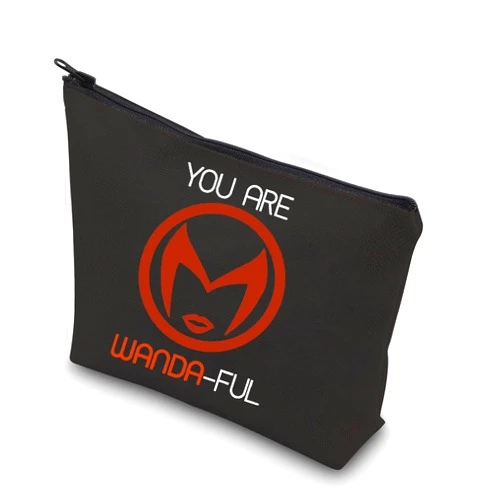 WCGXKO tv show gift Woman You Are Wanda-ful Zipper Pouch Zipper Pouch Cosmetics Bag for Best Friend Mom Sister (WANDA-FUL black)
