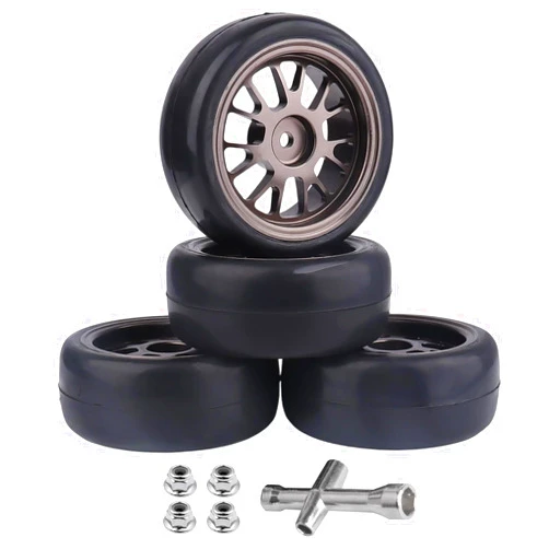 AllinRC PreGlued Aluminum 12mm Hex Wheel Rims Metal and 2.56