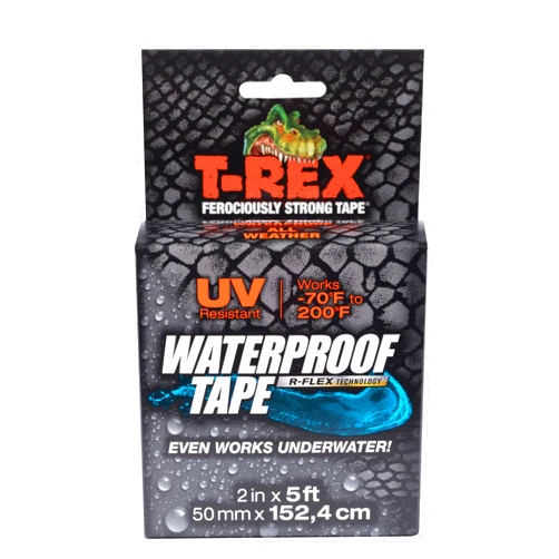 T-REX 285988 Waterproof Tape, 2-Inch x 5 ft, 3-Inch Core, Black