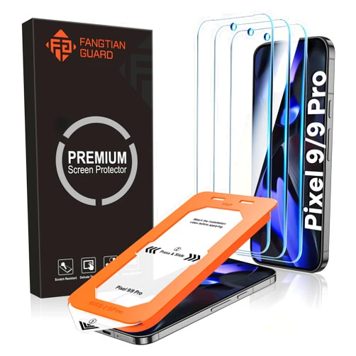 FANGTIAN GUARD [3 Pack] FANGTIAN for Google Pixel 9/9 Pro Screen Protector - Tempered Glass Screen Protector for Google Pixel 9 & 9 Pro,Fast Alignment Tool,9H Tempered Glass,Case Friendly [2024]