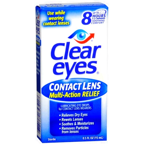 Clear Eyes Contact Lens Relief Soothing Eye Drops 0.50 oz (Pack of 5)