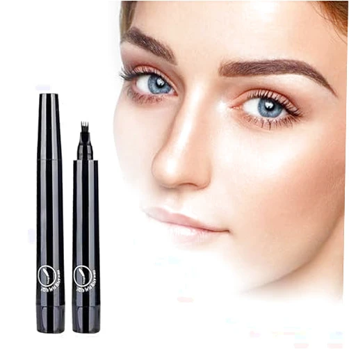YHCFASHIPIN 2024 New Magic Eyebrow Pencil, Upgraded 3D Waterproof Microblading Eyebrow Pencil Contouring Pen, 4 Tipped Precise Brow Pen, Natural Fine Stroke Microblading Eyebrow Pencil (A-Black)