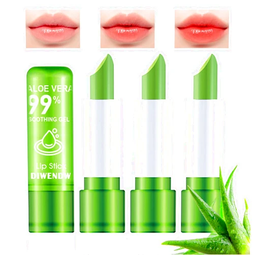 DWDiWen 4PCS Aloe Vera Color Changing Lipstick,Temperature Color Change Lip Gloss Makeup Set,Waterproof Long Lasting Aloe Vera Tinted Lip Balm Moisturizer,Moisturizing PH Mood Magic Lipstick for Women
