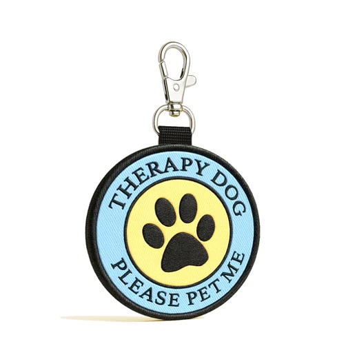 WORKINGSERVICEDOG.COM Therapy Dog ID Patch Tag - Double-Sided, Hangs from Therapy Dog Vest, Harness, or Leash