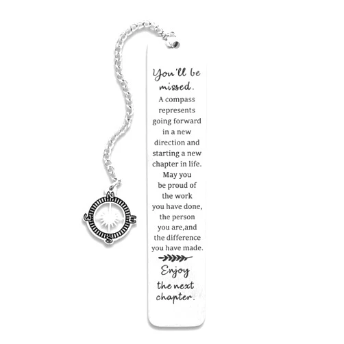 WACANTIC Metal Bookmark - Coworker Leaving Gifts for Women Men, Going Away Farewell Goodbye Gifts for Coworkers, You Will Be Missed Compass Bookmark, Retirement Gift for Boss Teacher Nurse Friend Coworker