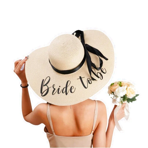 YISMEET Custom Name Beach Hats for Women, Personalized Bow Sun Straw Hat, Wide Brim Foldable Roll up Floppy Summer Hat