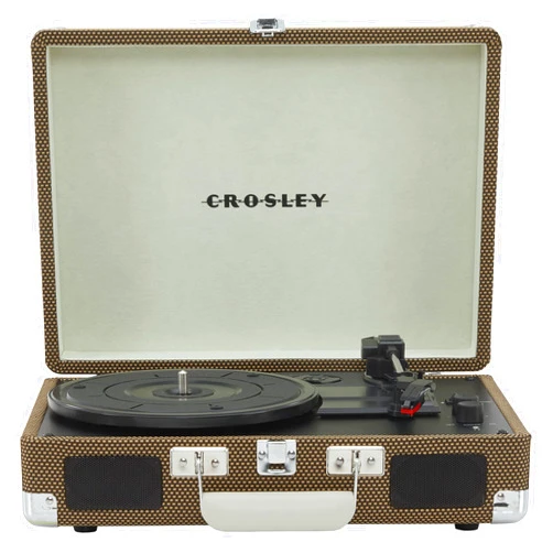 Crosley CR8005F-TW Cruiser Plus Vintage 3-Speed Bluetooth in/Out Suitcase Vinyl Record Player Turntable, Tweed