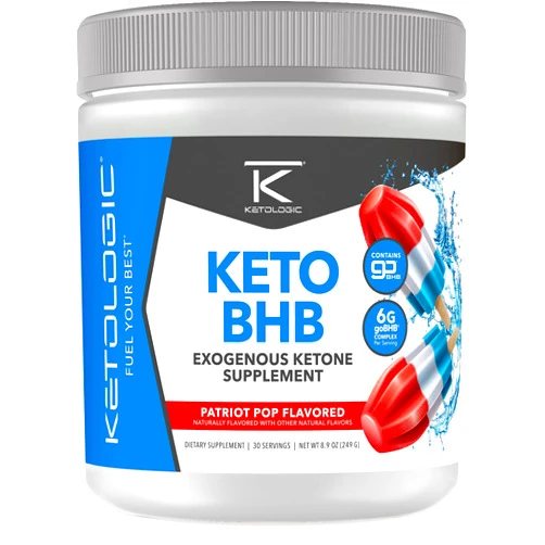 Ketologic Keto BHB (Patriot Pop Flavor) 30 Servings - Exogenous Ketone Supplement with goBHB, Beta-Hydroxybutyrate Salts