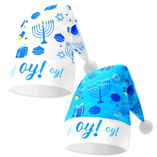 CiyvoLyeen Happy Hanukkah Hats for Adult Chanukah Party Decorations Funny Santa Hats Festive Holiday Party Supplies
