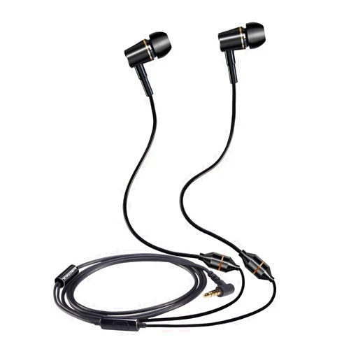KINDEN Anti-Radiation Headphones Air Tube Headset Radiation Free Earbuds with Microphone Binaural Acoustic Stereo Alumium Metal Housing Wired in-Ear Handsfree (Black)