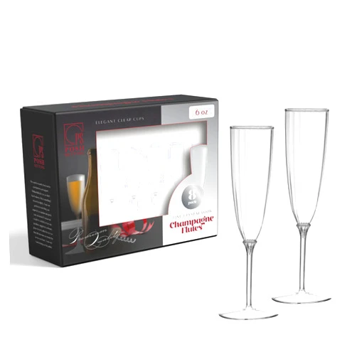Posh Setting 6 oz Plastic Champagne Flutes - Clear Disposable Champagne Toasting Glasses for Parties, Weddings, Durable Reusable Fancy Stemmed Cups - Plastic Wine Glasses, Plastic Flutes - 8 Pack