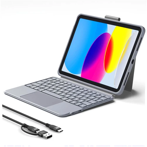 YTLUSN Keyboard Case for iPad 10th Generation,Bluetooth Wireless Detachable Magnetic Stand Rechargeable Keyboard with Folio Slim Compact Removable Cover with Trackpad, Backlit Keys,Wireless Keyboard
