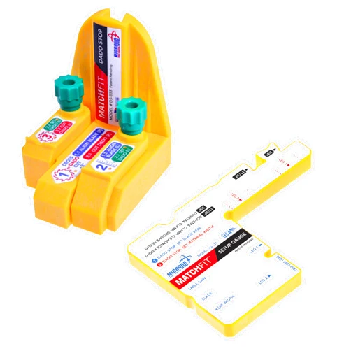 Microjig MatchFit Dado Stop with MatchFit Setup Gauge - For Table Saws and Router Tables, Dado Blades, Dado Router Bits; DeWalt/Diablo/Makita/Bosch/Skil/Jet/Powermatic/SawStop and More