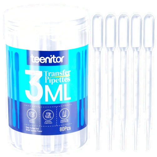 Teenitor 80PCS 3ML Pipette Dropper, Eye Dropper, Disposable Plastic Eye Droppers for Crafts, Droppers for Oils Transfer Pipettes for Essential Oil Makeup Science