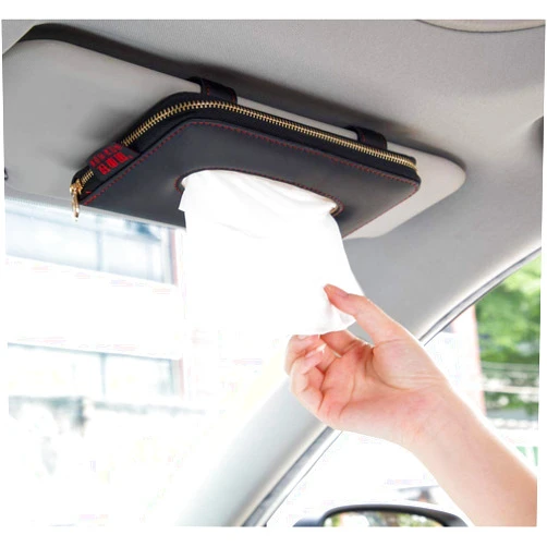 Carstuus Car Tissue Holder, Car Visor Tissue Holder, Perfect Solid Color Auto Tissue Box, Tissue case Holder for car (Black)