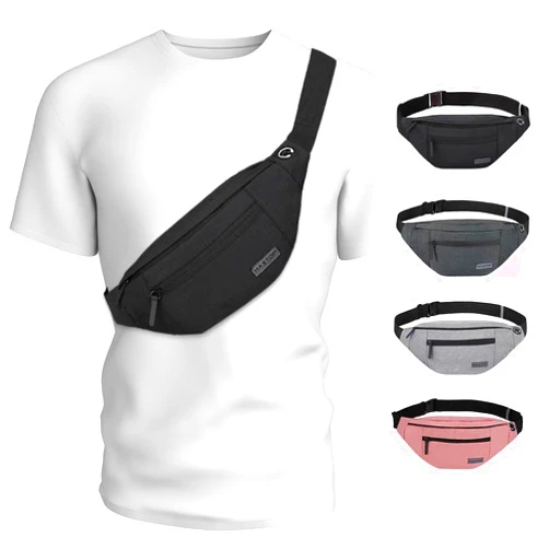 MAXTOP Large Crossbody Fanny Pack with 4-Zipper Pockets,Gifts for Enjoy Sports Festival Workout Traveling Running Casual Hands-Free Wallets Waist Pack Phone Bag Carrying All Phones