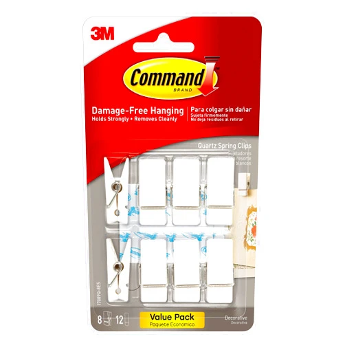 Command Spring Clips, Quartz, 8-Clips (17089Q-8ES), Great for dorm decor