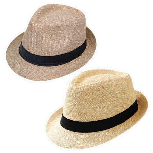 Giroir 2Pack Fedora Hats for Men Women Short Brim Unisex Short Brim Summer Beach Style 1920s Party Accessories