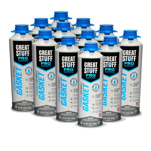GREAT STUFF PRO Flexible Drywall Gasket - 18 oz, One Component, Water Based, Air Cured, Drywall Sealant. Pack of 12. for Use Only Gasket Dispensing Gun (Not Included)