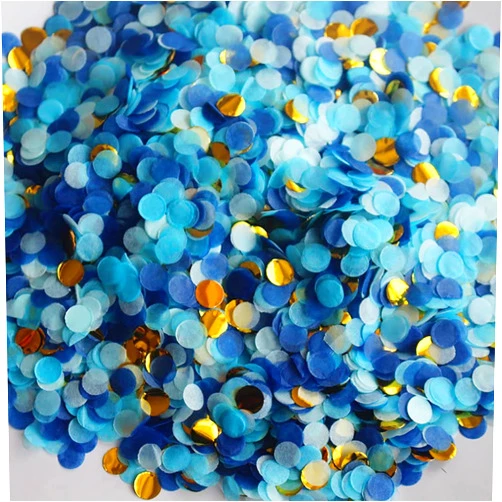 JHere Small Circle Confetti for Party Decor 10mm - Pack of 20 Grams - Blue Gold