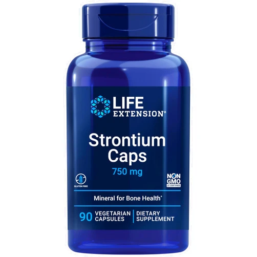 Life Extension Strontium Caps, Trace Mineral for Advanced Bone Health Support, Gluten Free, Non-GMO, Vegetarian, 90 Capsules