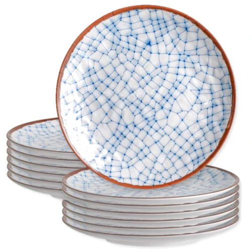 Steelite Heavy Duty Melamine Dinner Plates, Creation Tribeca Crack Shatter Resistant Dishware, Dishwasher Safe, Crazed Blue Design, Ideal for Restaurants, Commercial Foodservice Grade 11