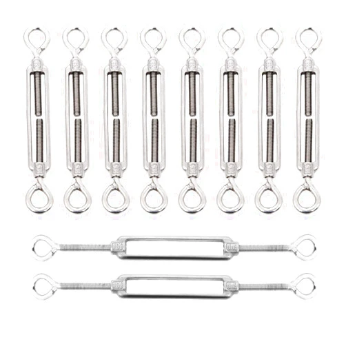 LISHINE 10 Pack M6 Eye and Eye Turnbuckle for Cable Wire Rope Tension Heavy Duty Stainless Steel Turnbuckle for Sun Shade, Hanging Outdoor Lights Strings
