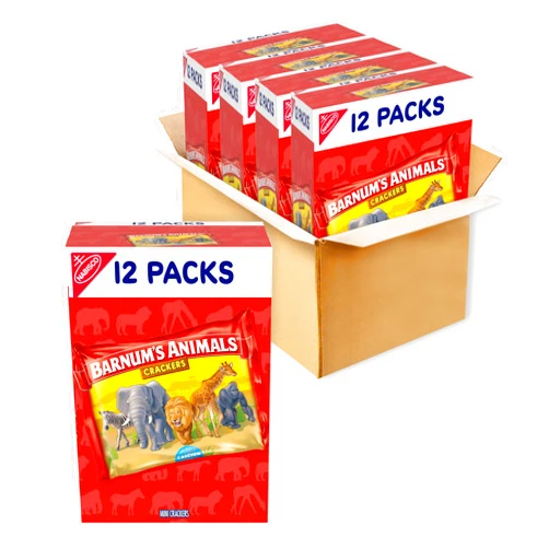 BARNUM'S ANIMALS BARNUM'S Original Animal Crackers, Bulk Kids Snacks, 48 Snack Packs (4 Boxes)