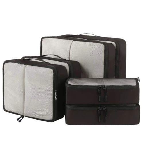 BAGAIL 6 Set Packing Cubes,Travel Luggage Packing Organizers(6Set Black Net)