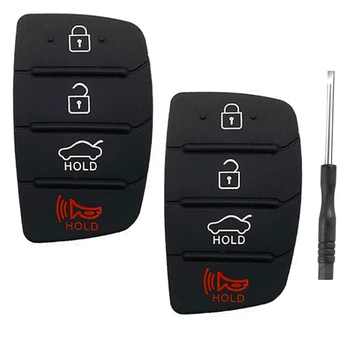 JJCHQ 4 Button Key Fob Rubber Pad Replacement for Hyundai Santa Fe Sport Sonata 2019 2018 2017 2016 2015 2014 2013 Keyless Entry Remote Control Flip Car Key Fob Case Shell Insert Keypad Outer Cover - 2 Pack