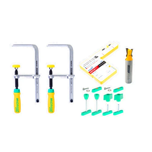 MICROJIG Matchfit DVC-1177K2 Dovetail Clamp Pro, Green/Yellow/Silver