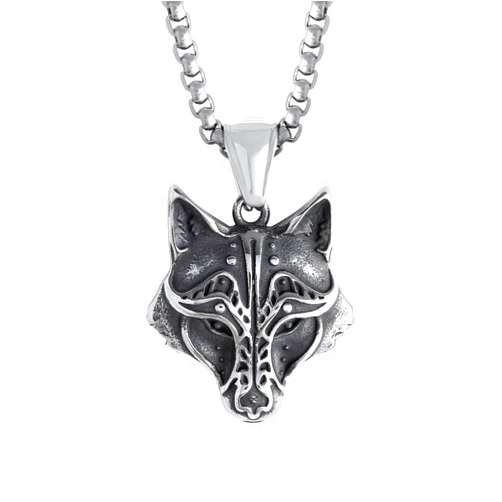 HAQUIL Wolf Necklace, Viking Wolf Head Pendant, Animal Totem Jewelry Gift for Men and Women