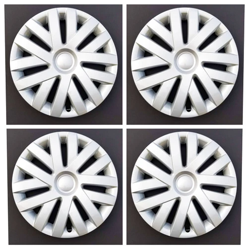 MARROW New Wheel Covers Replacements Fits 2010-2014 Volkswagen Jetta; 16 Inch; 7 Double Spoke; Silver Color; Plastic; Set of 4; Standard Leg