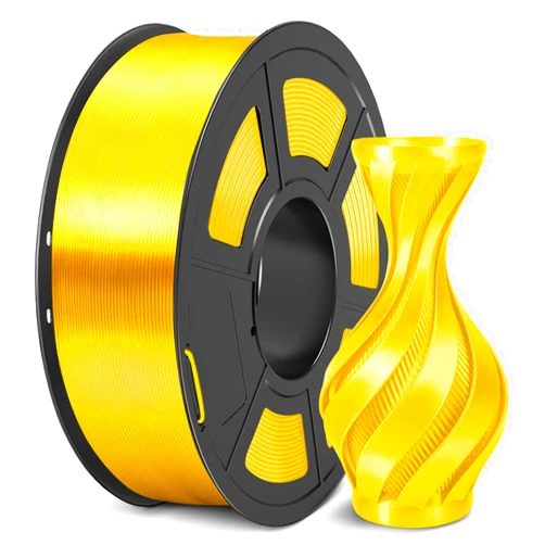 SUNLU 3D Printer Silk Filament,Shiny Silk PLA Filament 1.75mm, Smooth Silky Surface, Great Easy to Print for 3D Printers, Dimensional Accuracy +/- 0.02mm, Silk Light Gold 1KG