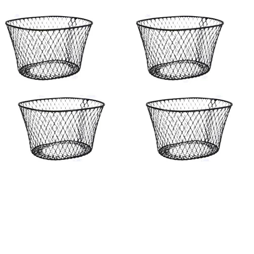 Generic SOL MAR Black Wire Basket Oval Bowls 4 Pack- Versatile Metal Wire Baskets Centerpieces Floral Arrangements Decor Gifts, Storage Crafts Office School Garden Bonus Item Kestes