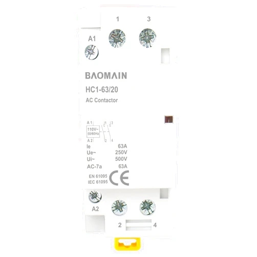 Baomain AC Contactor HC1-63/20 110V 63A 2 Pole 2NO Universal Circuit Control DIN Rail Mount