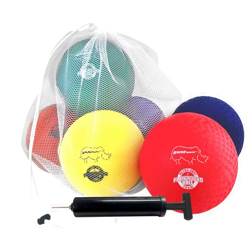 Champion Sports RSPG7SET Playground Ball Set: Six 7 Inch Rhino Skin Soft Inflatable Balls Includes Storage Bag and Pump