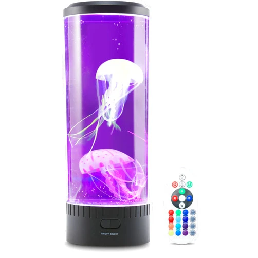 Wireless Express Lumina Large 14 Inch Jellyfish Mood Lamp with LED Lights - Realistic Jellyfish Motion, Multi-Color Changing LED Modes, Auto Shut Off, and Remote Control
