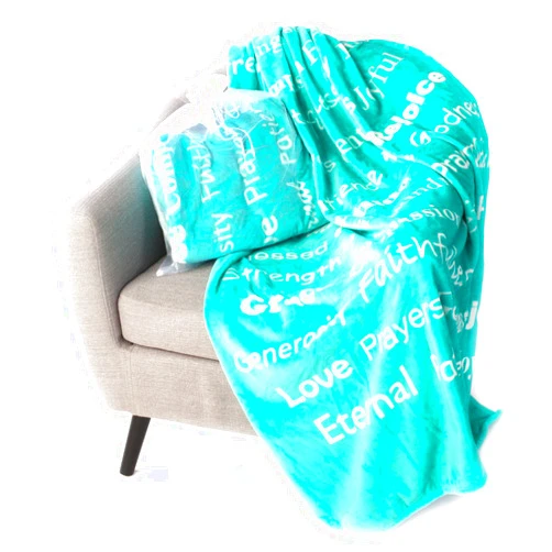 BlankieGram.com BlankieGram Christian Blanket - “Faith” Plush Throw Blanket - Inspired Gifts Ideas for The Entire Family, Comfort Gifts, Teal