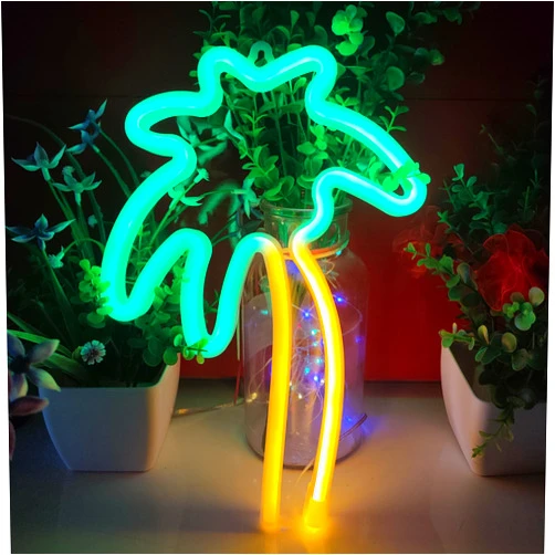 JYWJ Neon Light,USB or 3-AA Battery Powered Neon Signs,LED Desktop Wall Decoration,Various Parties,Decoration Of Business Premises(Coconut Palm tree)