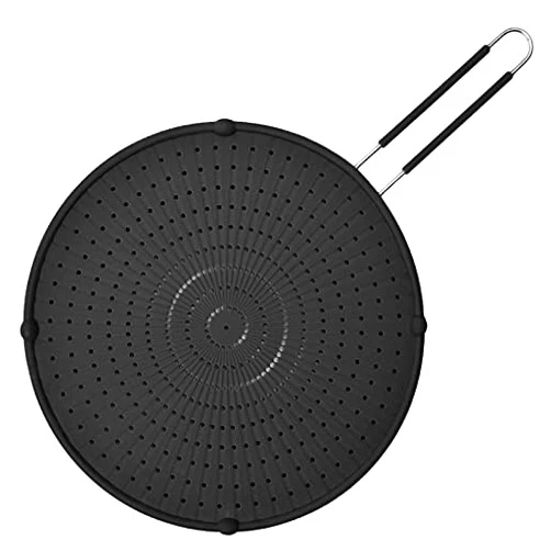 Dsxnklnd Nonstick Silicone Oil Grease Pan Multipurpose Splatter Screen Guard with Handle
