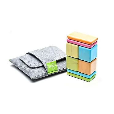 Tegu 8 Piece Tegu Pocket Pouch Magnetic Wooden Block Set, Tints