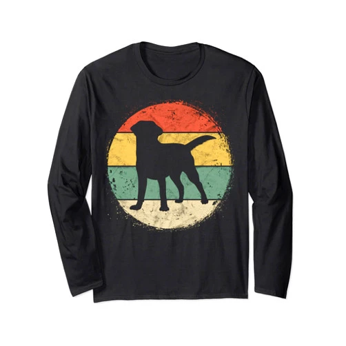 Vintage Labrador Owner Gifts Dog Pet Lover Clothes Circular Retro Labrador Owner Gift Golden Black Lab Dad Mom Long Sleeve T-Shirt