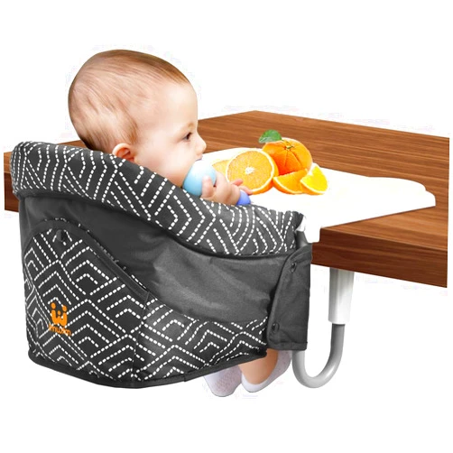 MTWML Hook On High Chair with Tray,Portable Baby High Chair That Attaches to Table,Clip On Fast Table High Chair for Babies and Toddlers.Baby Feeding Seat for Dining Table and Counter(Stripe-Black)