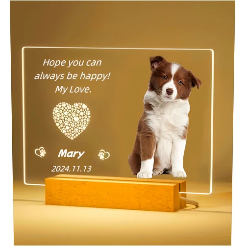 BEJARM Personalized Dog Night Light,Picture Frame Kids Lamp for Cute Room Decor,Customized Romantic Gifts for Birthday