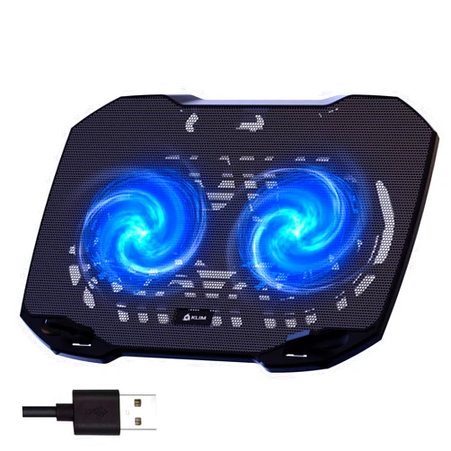 KLIM Pro Laptop Cooling Pad - NEW 2023 - Powerful Rapid Action Laptop Cooler - Sturdy Laptop Stand with Fan - Ventilador para laptop - Portable and Quiet - 2 USB Ports - PC Mac - 10-15.6