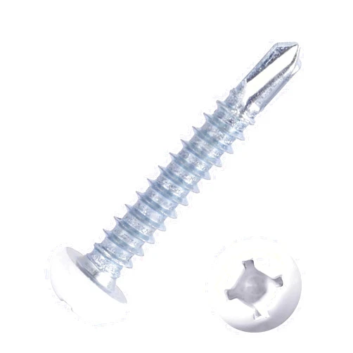 Fuoequl 8X1 Pan Head Metal RV Screws Polar White Self Drilling Screws Trailer Deck Screws 200 Pack