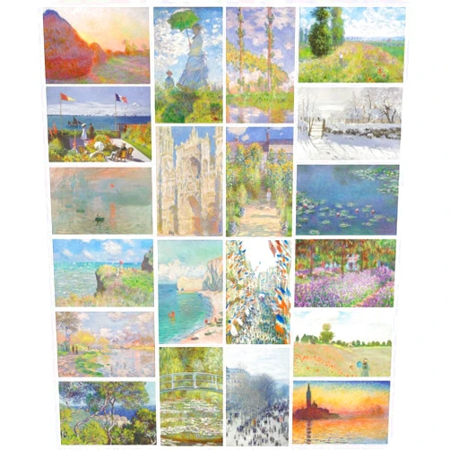MINI ZOZI Claude Monet Famous Art Prints And Posters 20PCS 11X17 Paintings Fine Art Impressionist Renaissance Aesthetic Romanticism Big Poster Wall Painting Classroom Room Decor Classical Artist Artwork Pack